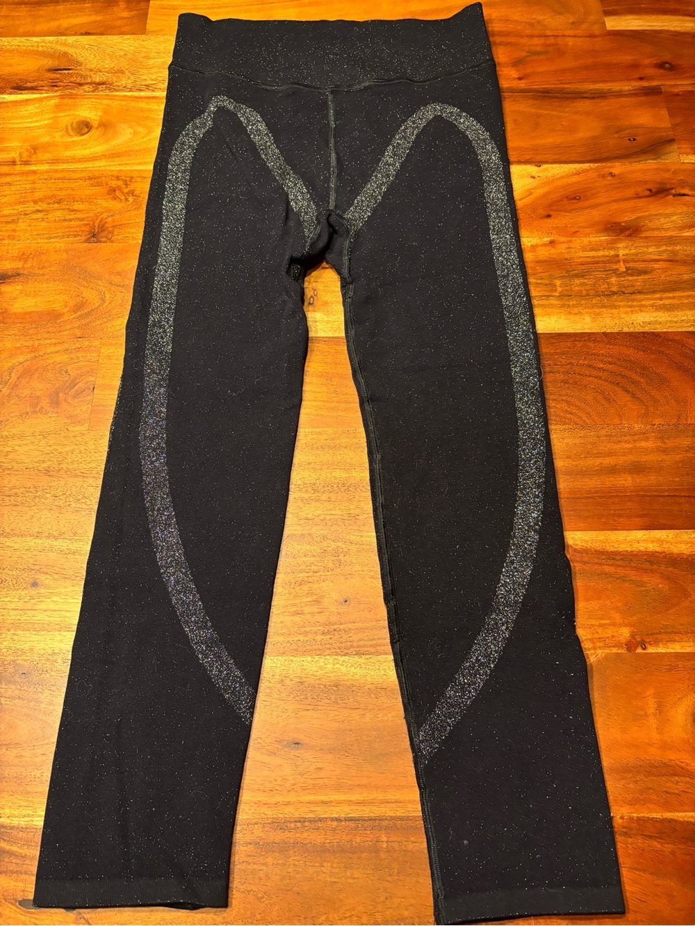 Free People Movement Black Shimmer Leggings Cropped - Size M/L
